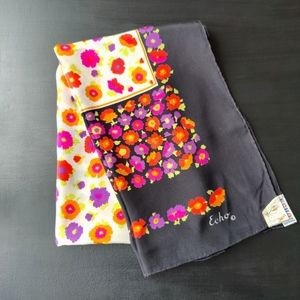 Vintage | Echo | made in Japan | 100% silk scarf 🧣🖤🩷💜💛🧡